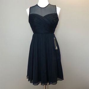 J. Crew | Navy Petite Clara Dress in Silk Chiffon